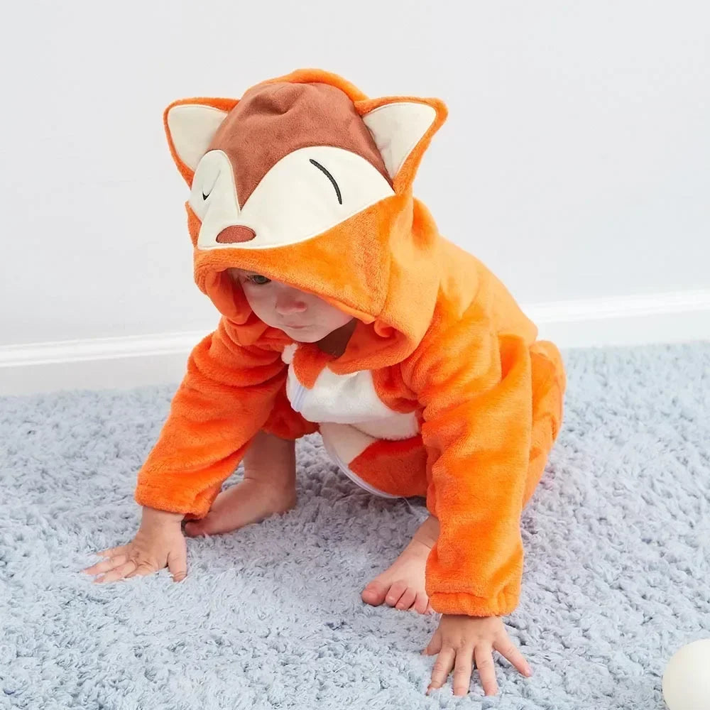 Baby Rompers Winter Costume Flannel for Girl Boy Toddler Infant Clothes Kids Overall Animals Panda Tiger Lion Unicorn Ropa Bebe