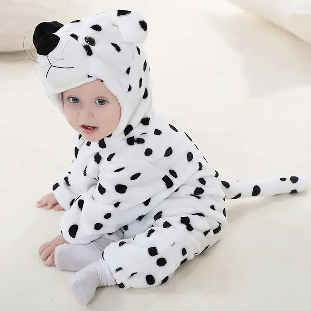 Baby Rompers Winter Costume Flannel for Girl Boy Toddler Infant Clothes Kids Overall Animals Panda Tiger Lion Unicorn Ropa Bebe