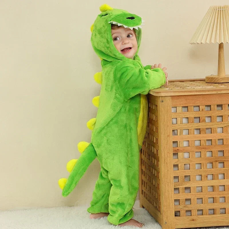 Baby Rompers Winter Costume Flannel for Girl Boy Toddler Infant Clothes Kids Overall Animals Panda Tiger Lion Unicorn Ropa Bebe