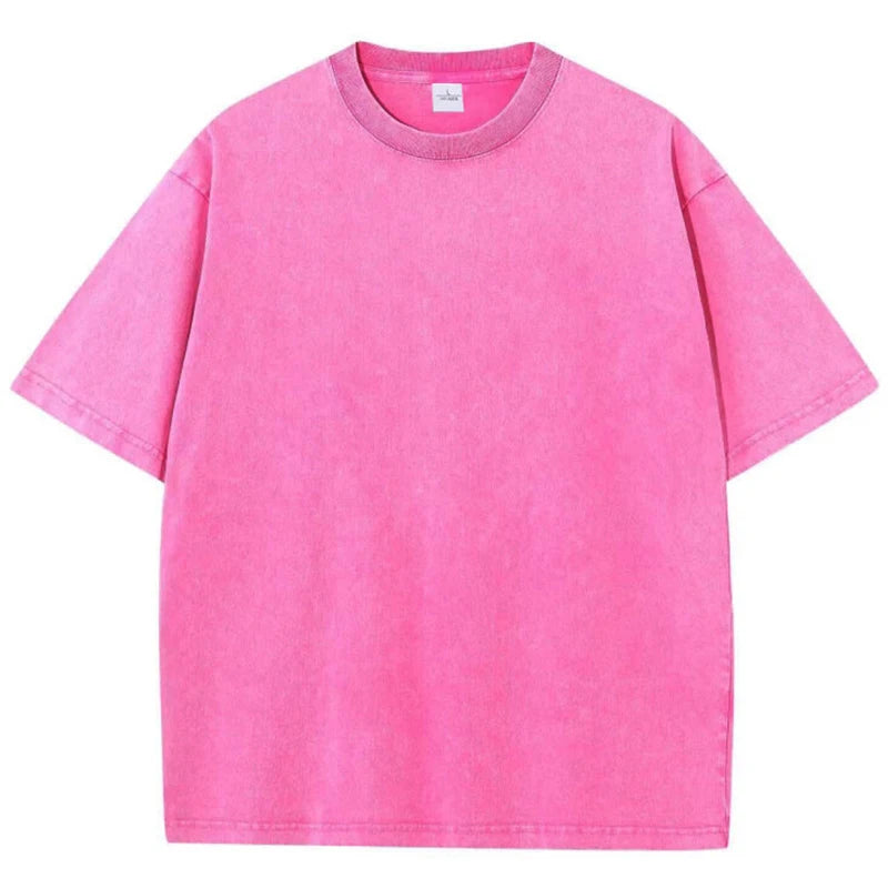 Women Cotton Washed Solid T-Shirt Summer Casual Short Sleeve O-Neck Distressed Tops Fashion Street Oversize Tees Female Clothing