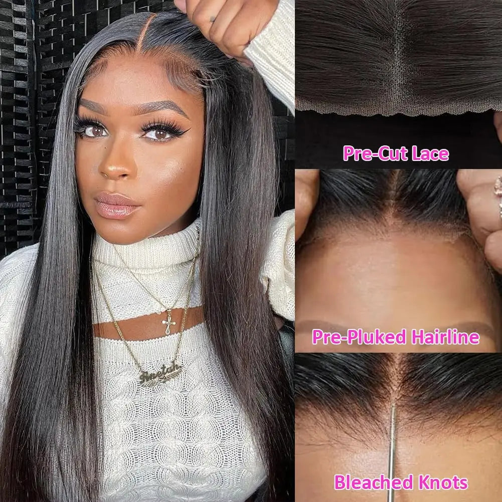 Straight 13x4 13x6 Lace Frontal Wig Glueless Wig Human Hair Wear Go 200Density Straight Human Hair Wigs 5x5 6x4 Pre Cut Lace Wig