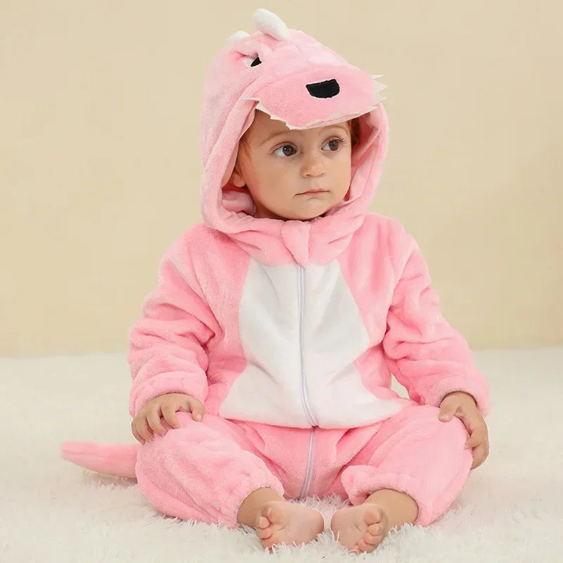 Baby Rompers Winter Costume Flannel for Girl Boy Toddler Infant Clothes Kids Overall Animals Panda Tiger Lion Unicorn Ropa Bebe