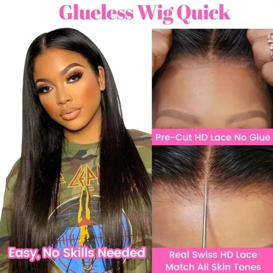 Straight 13x4 13x6 Lace Frontal Wig Glueless Wig Human Hair Wear Go 200Density Straight Human Hair Wigs 5x5 6x4 Pre Cut Lace Wig