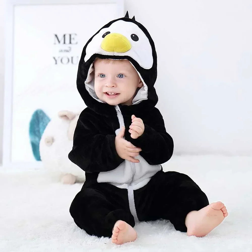 Baby Rompers Winter Costume Flannel for Girl Boy Toddler Infant Clothes Kids Overall Animals Panda Tiger Lion Unicorn Ropa Bebe