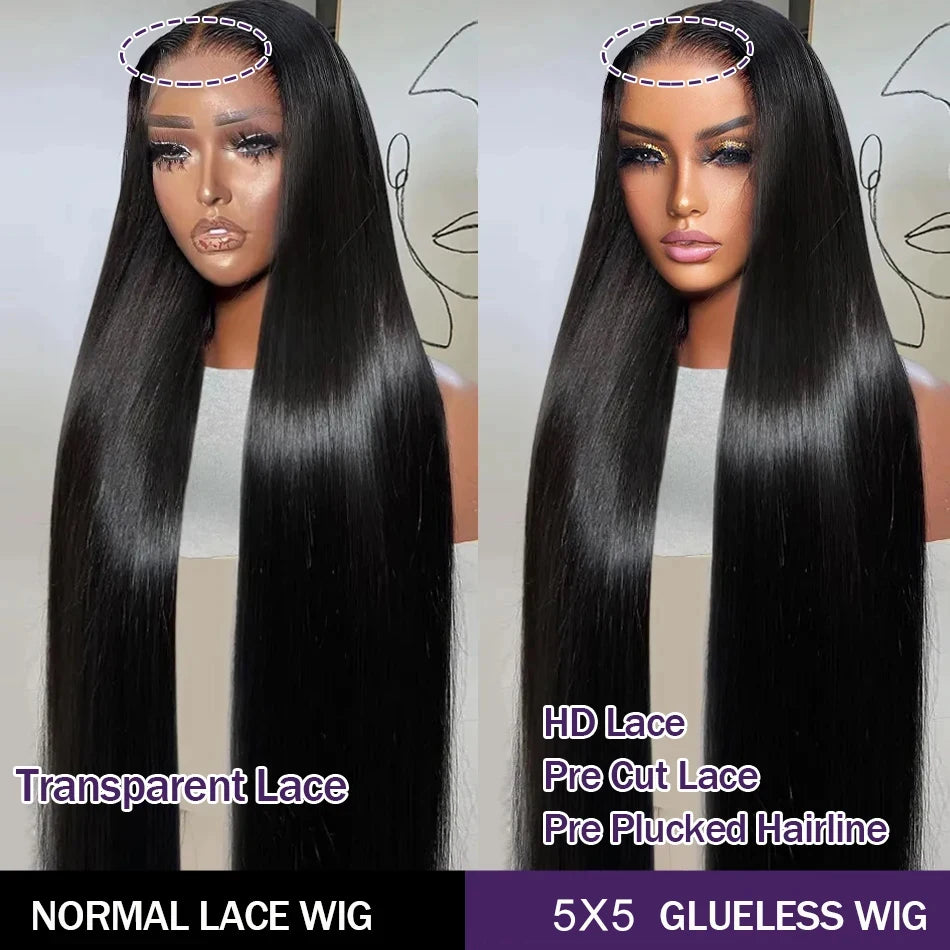 Straight 13x4 13x6 Lace Frontal Wig Glueless Wig Human Hair Wear Go 200Density Straight Human Hair Wigs 5x5 6x4 Pre Cut Lace Wig