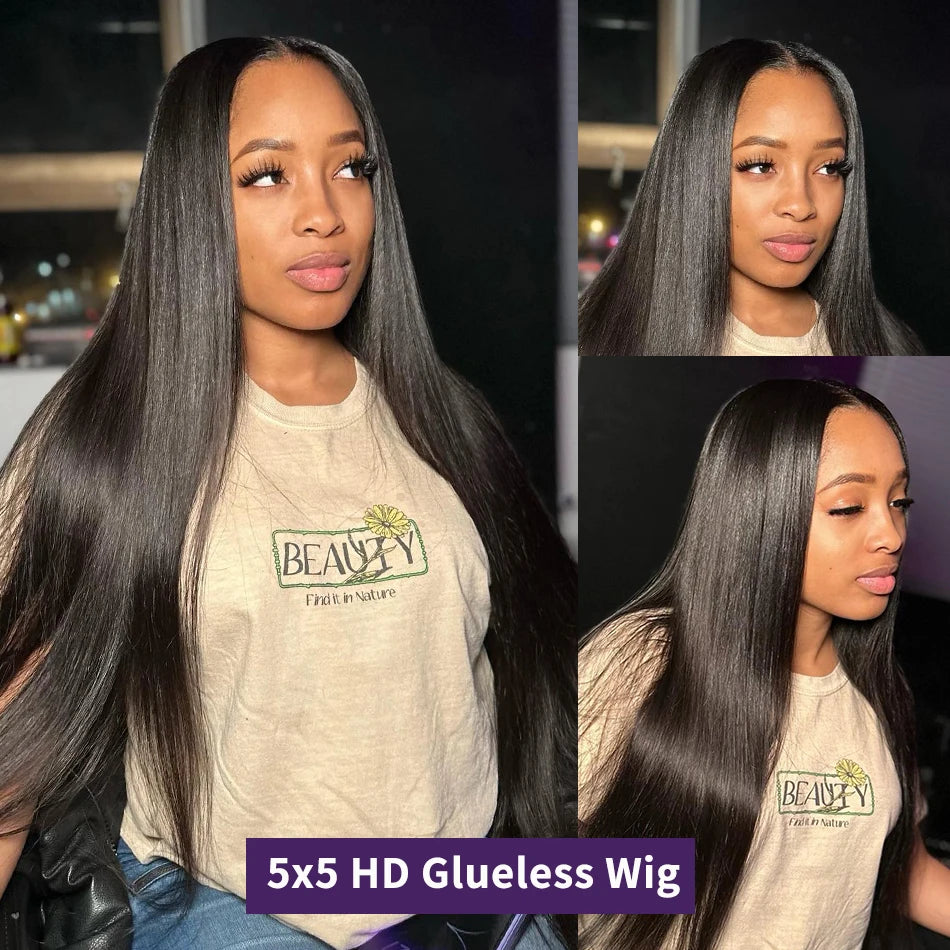 Straight 13x4 13x6 Lace Frontal Wig Glueless Wig Human Hair Wear Go 200Density Straight Human Hair Wigs 5x5 6x4 Pre Cut Lace Wig