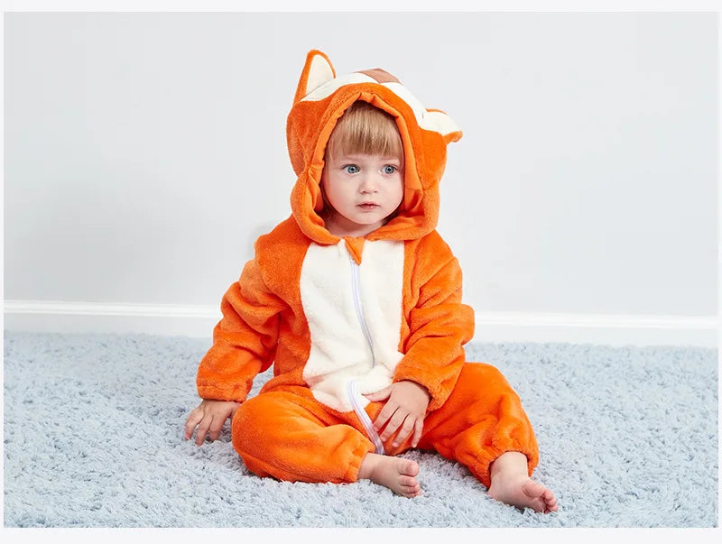 Baby Rompers Winter Costume Flannel for Girl Boy Toddler Infant Clothes Kids Overall Animals Panda Tiger Lion Unicorn Ropa Bebe