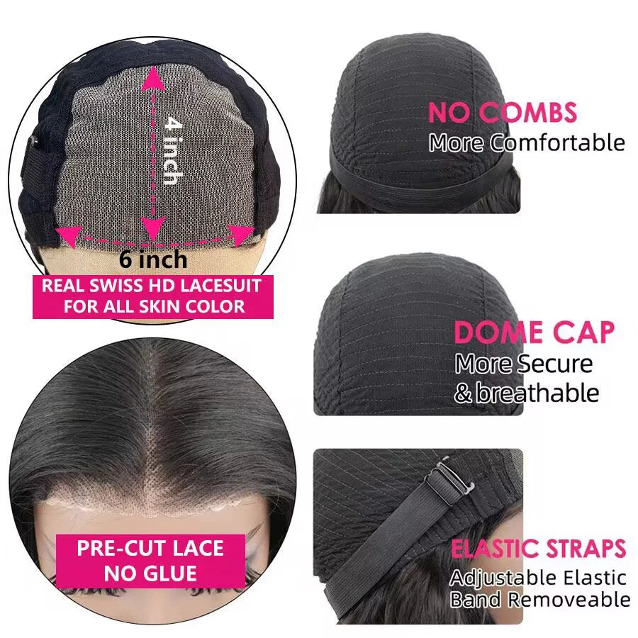 Straight 13x4 13x6 Lace Frontal Wig Glueless Wig Human Hair Wear Go 200Density Straight Human Hair Wigs 5x5 6x4 Pre Cut Lace Wig