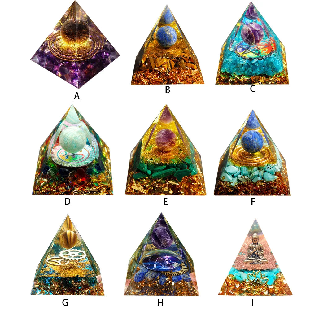 Natural Stone Crystal Orgonite Pyramid Healing Stone Chakra Reiki Home Office Decoration Gift Outdoor Garden Party Decor