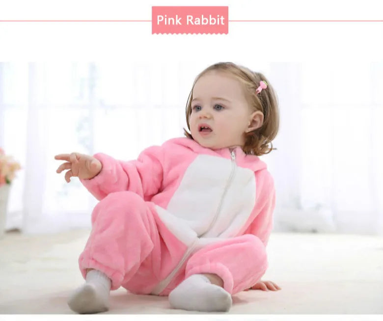 Baby Rompers Winter Costume Flannel for Girl Boy Toddler Infant Clothes Kids Overall Animals Panda Tiger Lion Unicorn Ropa Bebe