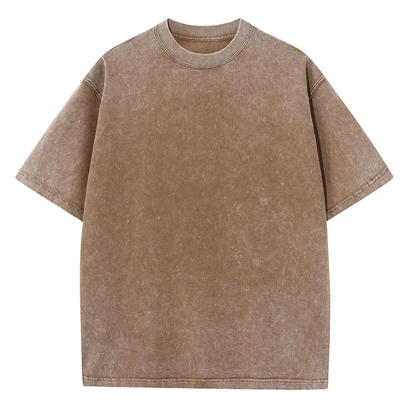 Women Cotton Washed Solid T-Shirt Summer Casual Short Sleeve O-Neck Distressed Tops Fashion Street Oversize Tees Female Clothing