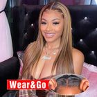Glueless Highlight Wig Human Hair Ready To Wear And Go Preplucked Ombre Colored Straight 13x6 HD Lace Frontal Wigs For Women 200