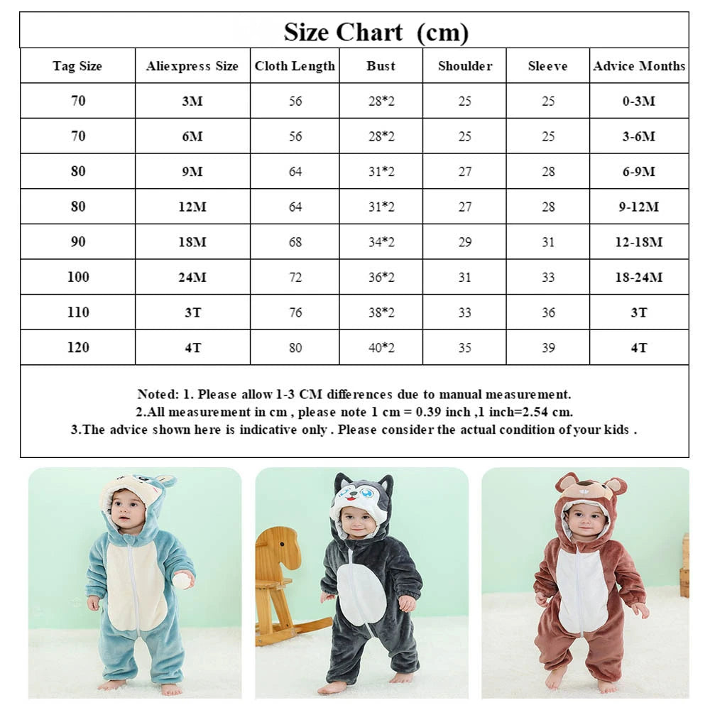 Baby Rompers Winter Costume Flannel for Girl Boy Toddler Infant Clothes Kids Overall Animals Panda Tiger Lion Unicorn Ropa Bebe