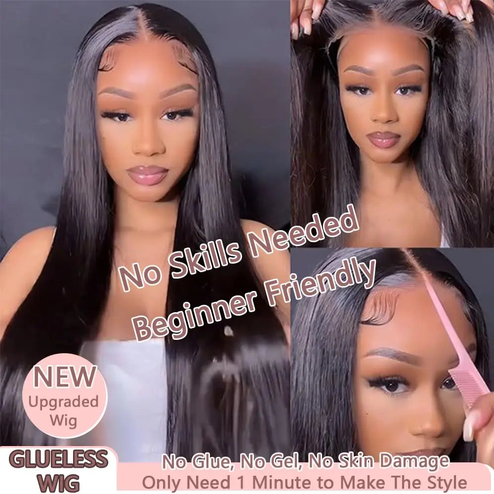 Straight 13x4 13x6 Lace Frontal Wig Glueless Wig Human Hair Wear Go 200Density Straight Human Hair Wigs 5x5 6x4 Pre Cut Lace Wig