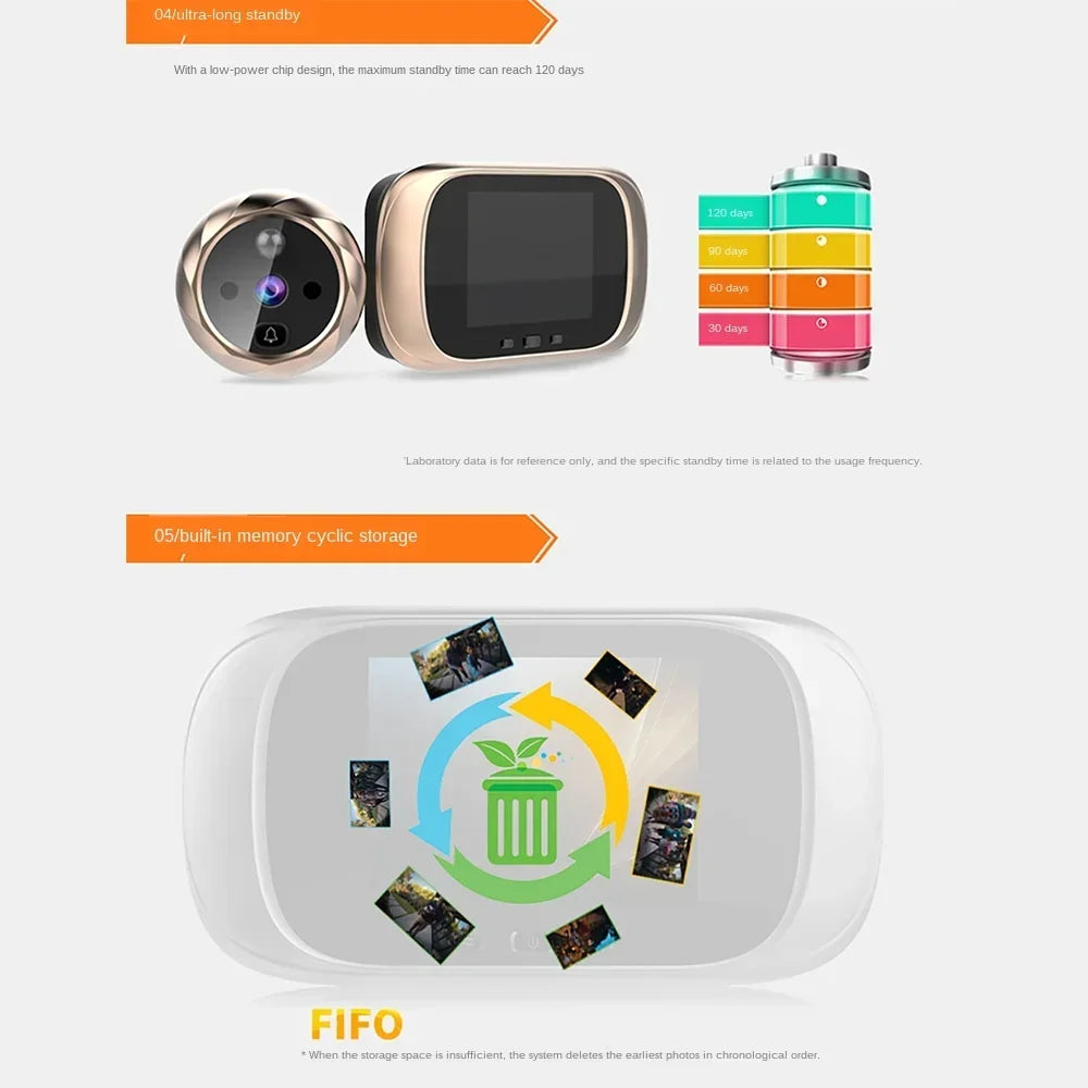 Digital Door Viewer Peephole Door Camera Doorbell 2.8-inch LCD Screen Night Vision Photo Shooting Digital Door Monitoring