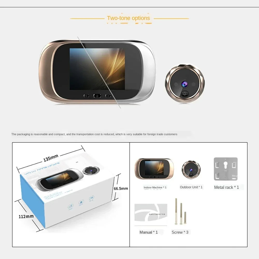 Digital Door Viewer Peephole Door Camera Doorbell 2.8-inch LCD Screen Night Vision Photo Shooting Digital Door Monitoring