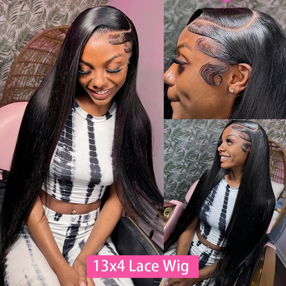 Straight 13x4 13x6 Lace Frontal Wig Glueless Wig Human Hair Wear Go 200Density Straight Human Hair Wigs 5x5 6x4 Pre Cut Lace Wig
