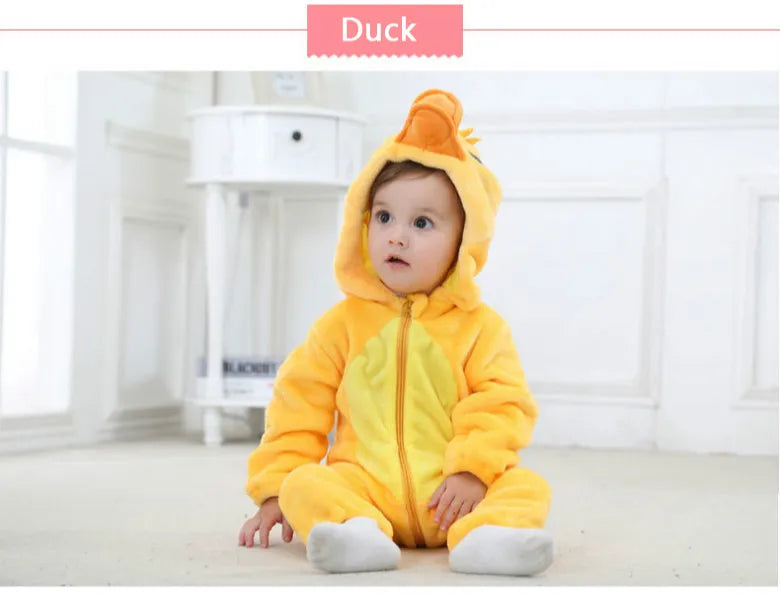 Baby Rompers Winter Costume Flannel for Girl Boy Toddler Infant Clothes Kids Overall Animals Panda Tiger Lion Unicorn Ropa Bebe