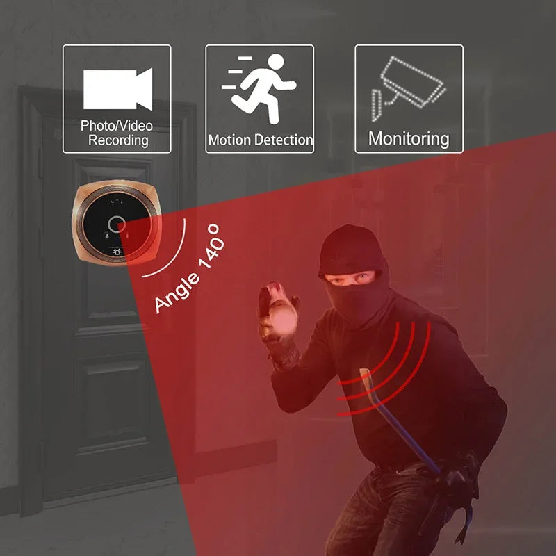 Door Viewer Video Peephole Camera Motion Detection 4.3" Monitor Digital Ring Doorbell Video-eye Security Voice Record