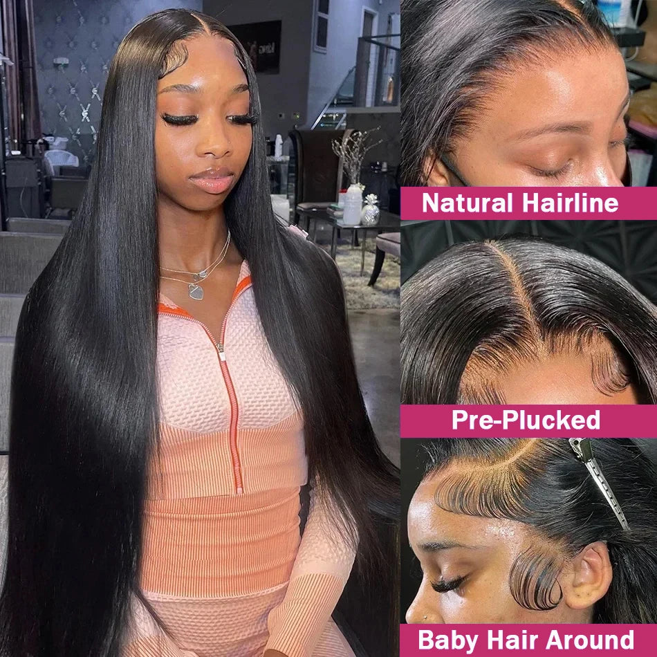 Straight 13x4 13x6 Lace Frontal Wig Glueless Wig Human Hair Wear Go 200Density Straight Human Hair Wigs 5x5 6x4 Pre Cut Lace Wig