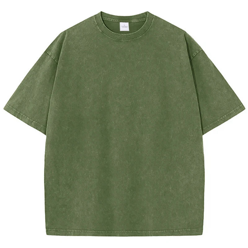 Women Cotton Washed Solid T-Shirt Summer Casual Short Sleeve O-Neck Distressed Tops Fashion Street Oversize Tees Female Clothing