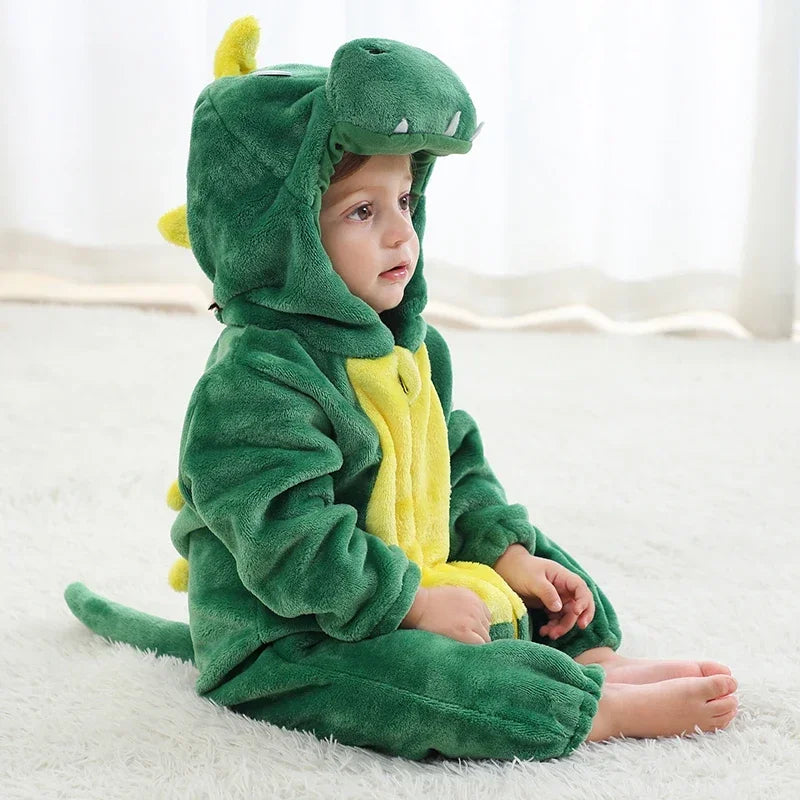 Baby Rompers Winter Costume Flannel for Girl Boy Toddler Infant Clothes Kids Overall Animals Panda Tiger Lion Unicorn Ropa Bebe
