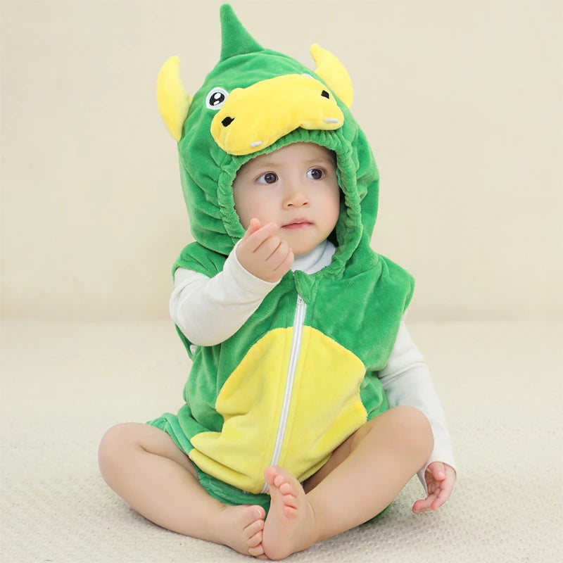 Baby Rompers Winter Costume Flannel for Girl Boy Toddler Infant Clothes Kids Overall Animals Panda Tiger Lion Unicorn Ropa Bebe