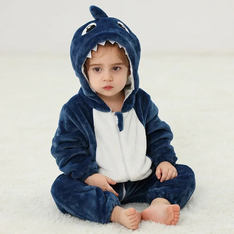 Baby Rompers Winter Costume Flannel for Girl Boy Toddler Infant Clothes Kids Overall Animals Panda Tiger Lion Unicorn Ropa Bebe