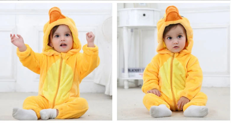 Baby Rompers Winter Costume Flannel for Girl Boy Toddler Infant Clothes Kids Overall Animals Panda Tiger Lion Unicorn Ropa Bebe