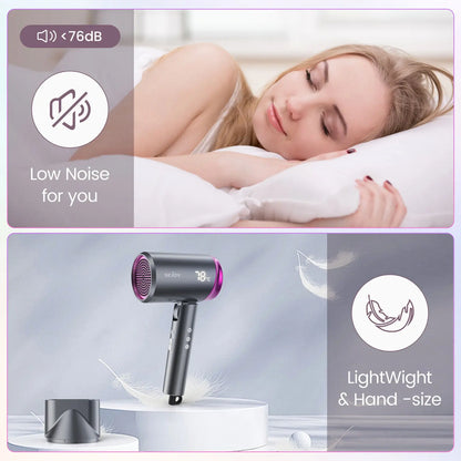 SEJOY Ionic Hair Dryers LED Display AnionTechnology Portable Lightweight Blow Dryer Airflow Salon
