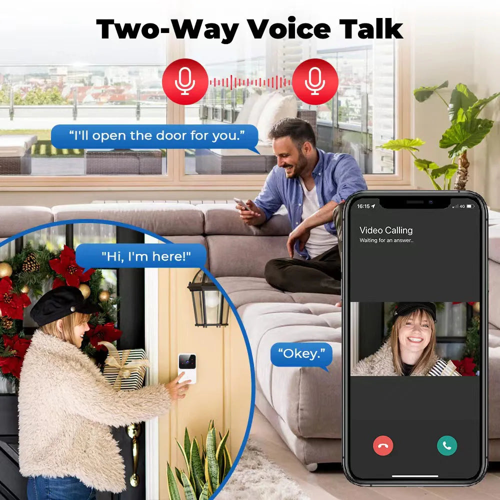 Secure HD Door Bell Intercom Voice Change Camera Wireless For Home Night Vision Smart Home Security WIFI Video Doorbell Two Way