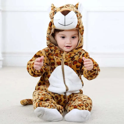 Baby Rompers Winter Costume Flannel for Girl Boy Toddler Infant Clothes Kids Overall Animals Panda Tiger Lion Unicorn Ropa Bebe