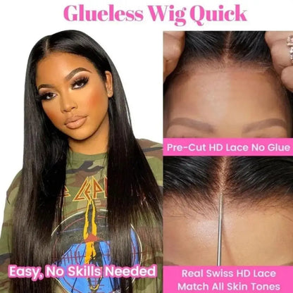Straight 13x4 13x6 Lace Frontal Wig Glueless Wig Human Hair Wear Go 200Density Straight Human Hair Wigs 5x5 6x4 Pre Cut Lace Wig