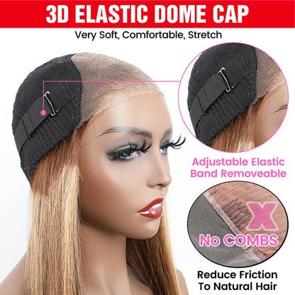 Glueless Highlight Wig Human Hair Ready To Wear And Go Preplucked Ombre Colored Straight 13x6 HD Lace Frontal Wigs For Women 200