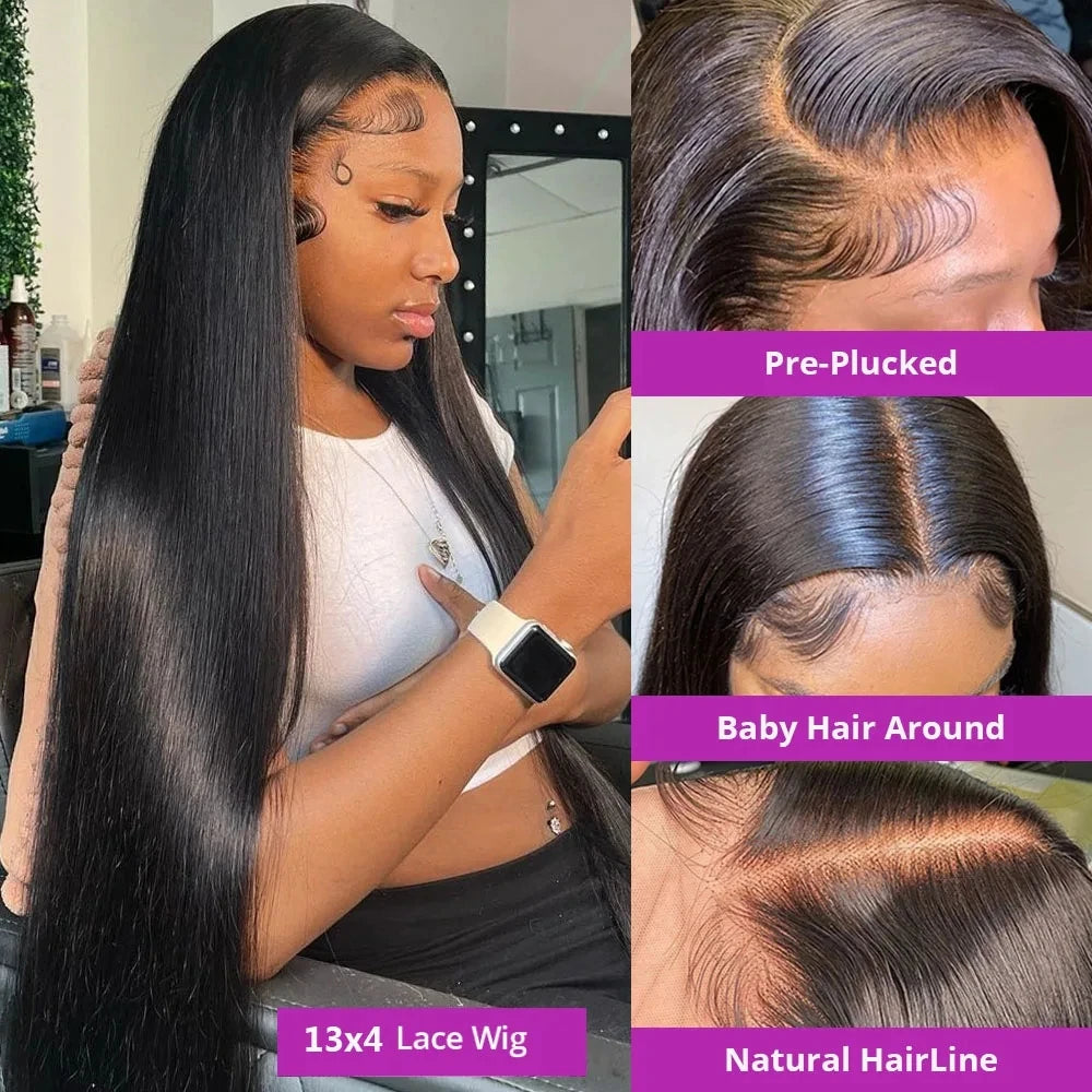 Straight 13x4 13x6 Lace Frontal Wig Glueless Wig Human Hair Wear Go 200Density Straight Human Hair Wigs 5x5 6x4 Pre Cut Lace Wig