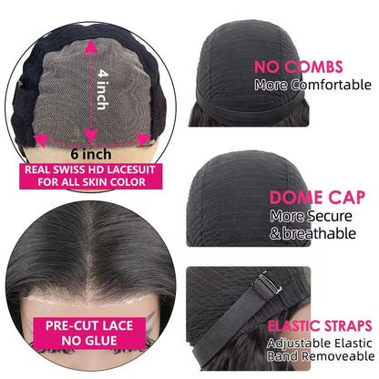 Straight 13x4 13x6 Lace Frontal Wig Glueless Wig Human Hair Wear Go 200Density Straight Human Hair Wigs 5x5 6x4 Pre Cut Lace Wig