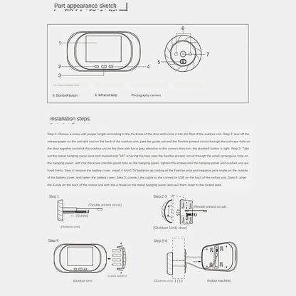 Digital Door Viewer Peephole Door Camera Doorbell 2.8-inch LCD Screen Night Vision Photo Shooting Digital Door Monitoring