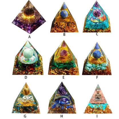 Natural Stone Crystal Orgonite Pyramid Healing Stone Chakra Reiki Home Office Decoration Gift Outdoor Garden Party Decor