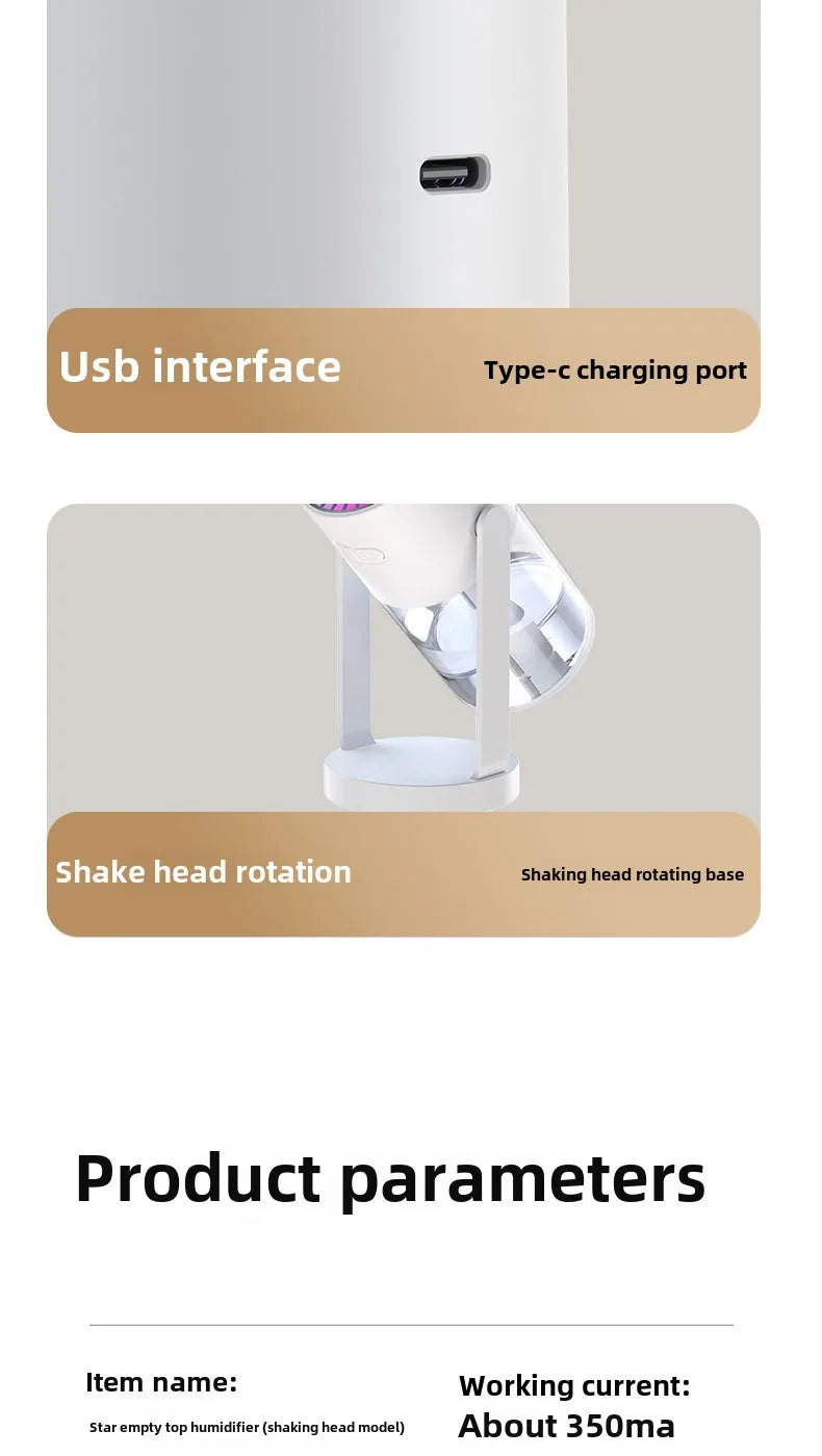 Star Projection Device Humidifier USB Ultrasonic Car Air Humidifier Household Hydrating Nebulizer