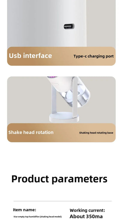 Star Projection Device Humidifier USB Ultrasonic Car Air Humidifier Household Hydrating Nebulizer