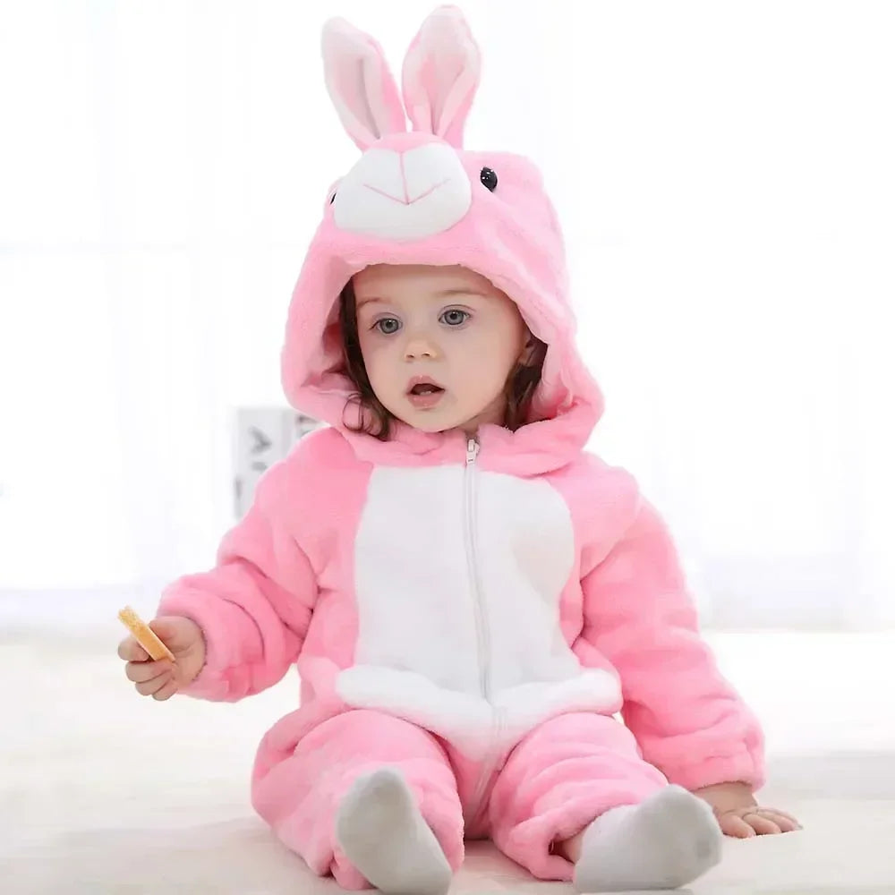 Baby Rompers Winter Costume Flannel for Girl Boy Toddler Infant Clothes Kids Overall Animals Panda Tiger Lion Unicorn Ropa Bebe