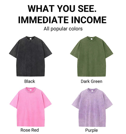 Women Cotton Washed Solid T-Shirt Summer Casual Short Sleeve O-Neck Distressed Tops Fashion Street Oversize Tees Female Clothing