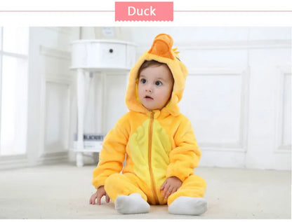 Baby Rompers Winter Costume Flannel for Girl Boy Toddler Infant Clothes Kids Overall Animals Panda Tiger Lion Unicorn Ropa Bebe