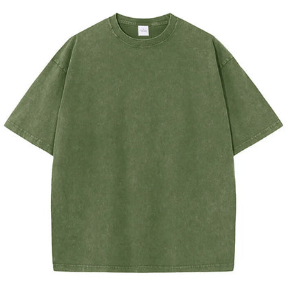 Women Cotton Washed Solid T-Shirt Summer Casual Short Sleeve O-Neck Distressed Tops Fashion Street Oversize Tees Female Clothing