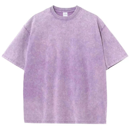 Women Cotton Washed Solid T-Shirt Summer Casual Short Sleeve O-Neck Distressed Tops Fashion Street Oversize Tees Female Clothing