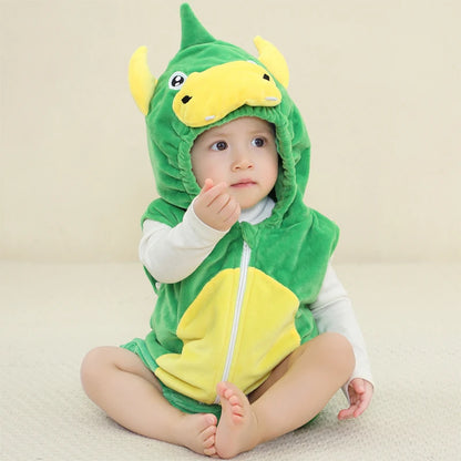 Baby Rompers Winter Costume Flannel for Girl Boy Toddler Infant Clothes Kids Overall Animals Panda Tiger Lion Unicorn Ropa Bebe