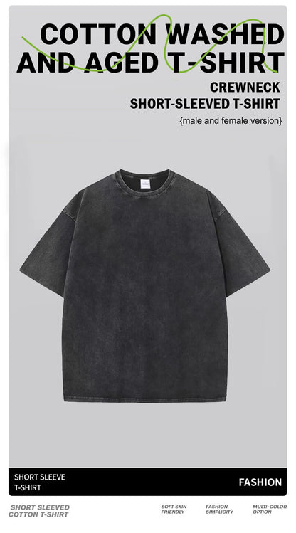 Women Cotton Washed Solid T-Shirt Summer Casual Short Sleeve O-Neck Distressed Tops Fashion Street Oversize Tees Female Clothing