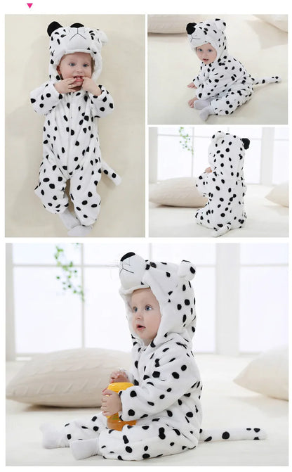 Baby Rompers Winter Costume Flannel for Girl Boy Toddler Infant Clothes Kids Overall Animals Panda Tiger Lion Unicorn Ropa Bebe