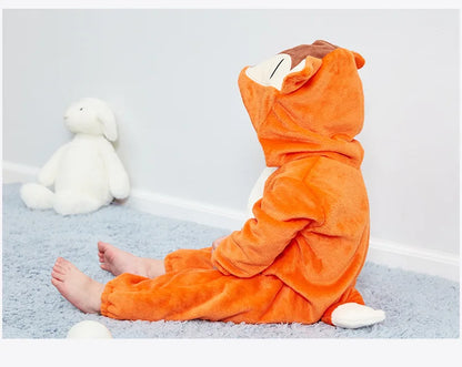 Baby Rompers Winter Costume Flannel for Girl Boy Toddler Infant Clothes Kids Overall Animals Panda Tiger Lion Unicorn Ropa Bebe