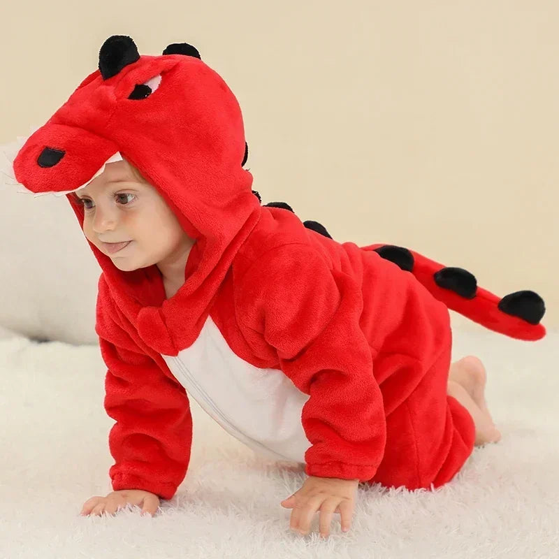 Baby Rompers Winter Costume Flannel for Girl Boy Toddler Infant Clothes Kids Overall Animals Panda Tiger Lion Unicorn Ropa Bebe